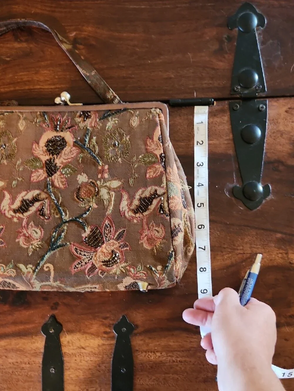 Vintage Beaded  Christiana USED Floral Tapestry Frame 